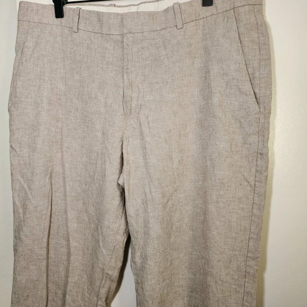 Perry Ellis Linen Blend Pants Mens 34x30 Beige Excellent Breathable Trousers